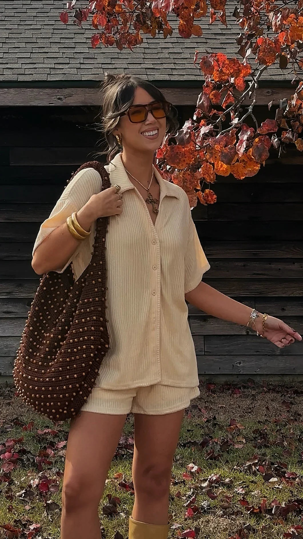 Eden Knit Top and Shorts Set Yellow
