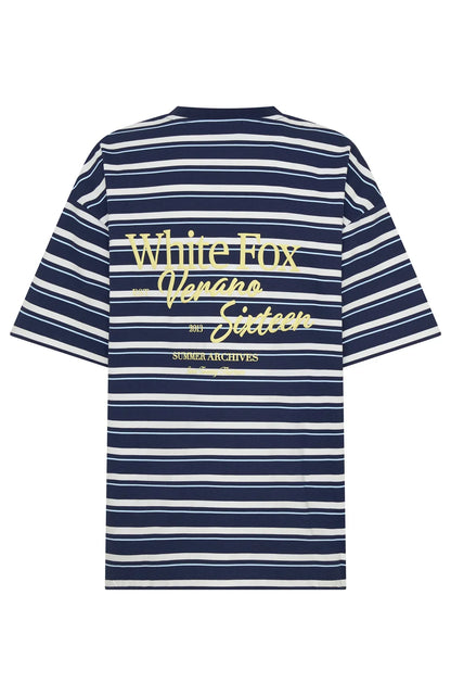 Verano Sixteen Viola Oversized Tee Navy Stripe