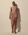 Dress with Halter Neck and Wet Effect