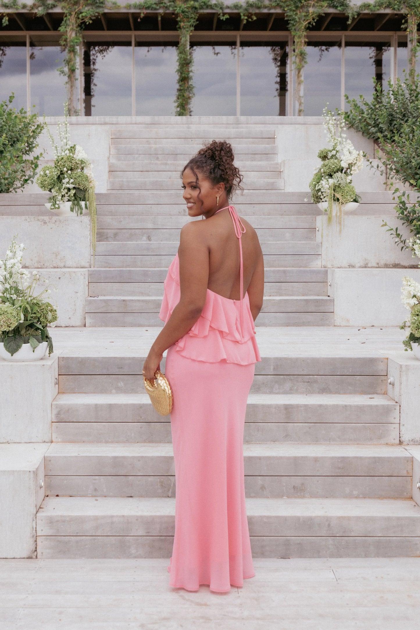 Zorina Halterneck Maxi Dress Coral