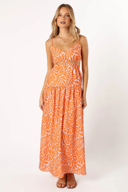 Dalton Cut Out Maxi Dress Orange Print