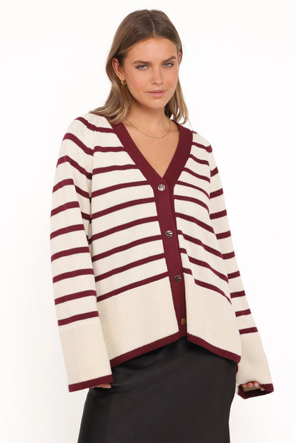 Aydee Cardigan Cherry Stripe