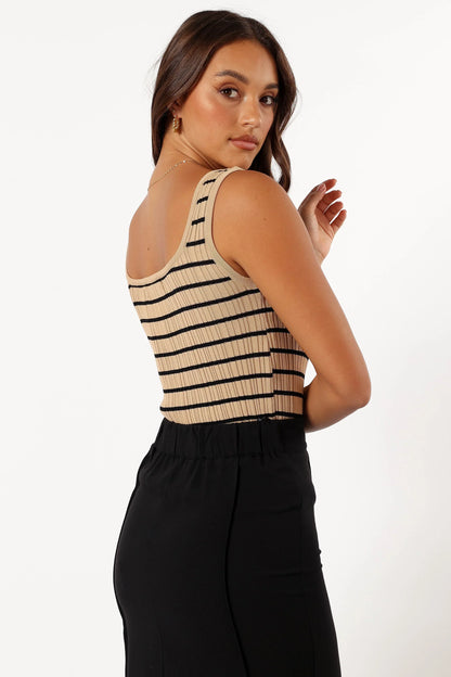 Milla Knit Top Beige Black