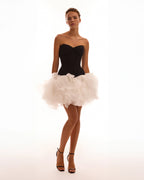 Danceable mini skirt with ruched flower appliques in white Midnight Walk