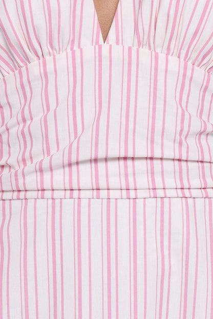 Marie Halterneck Maxi Dress Pink Stripe