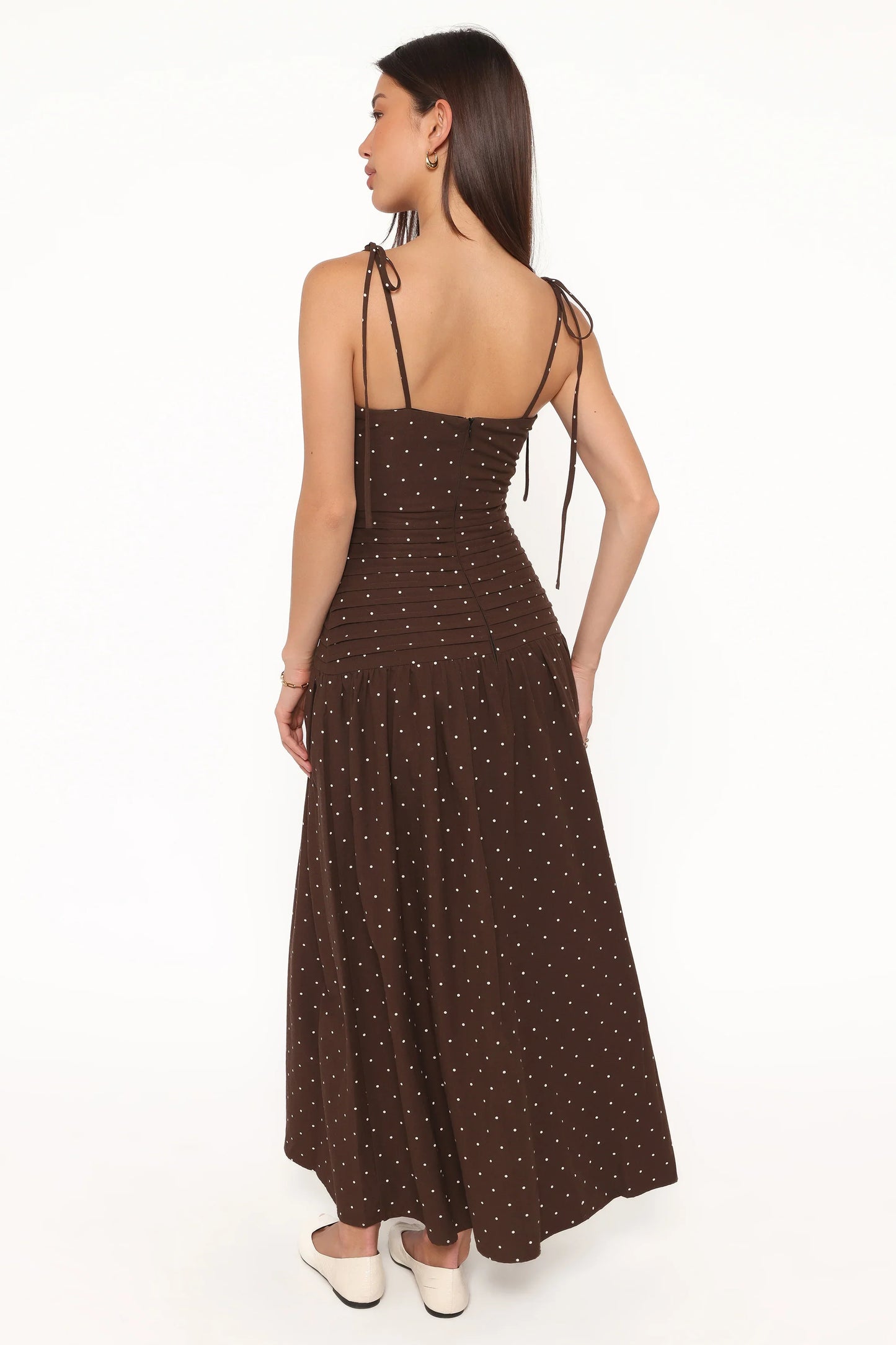 Mischa Maxi Dress Brown Polka Dot