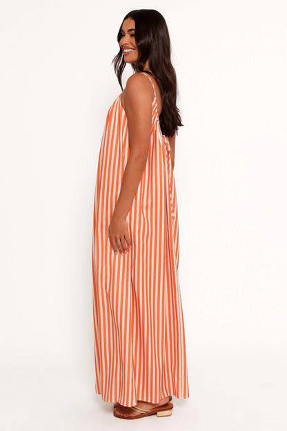 Lumina Maxi Dress Orange Beige Stripe