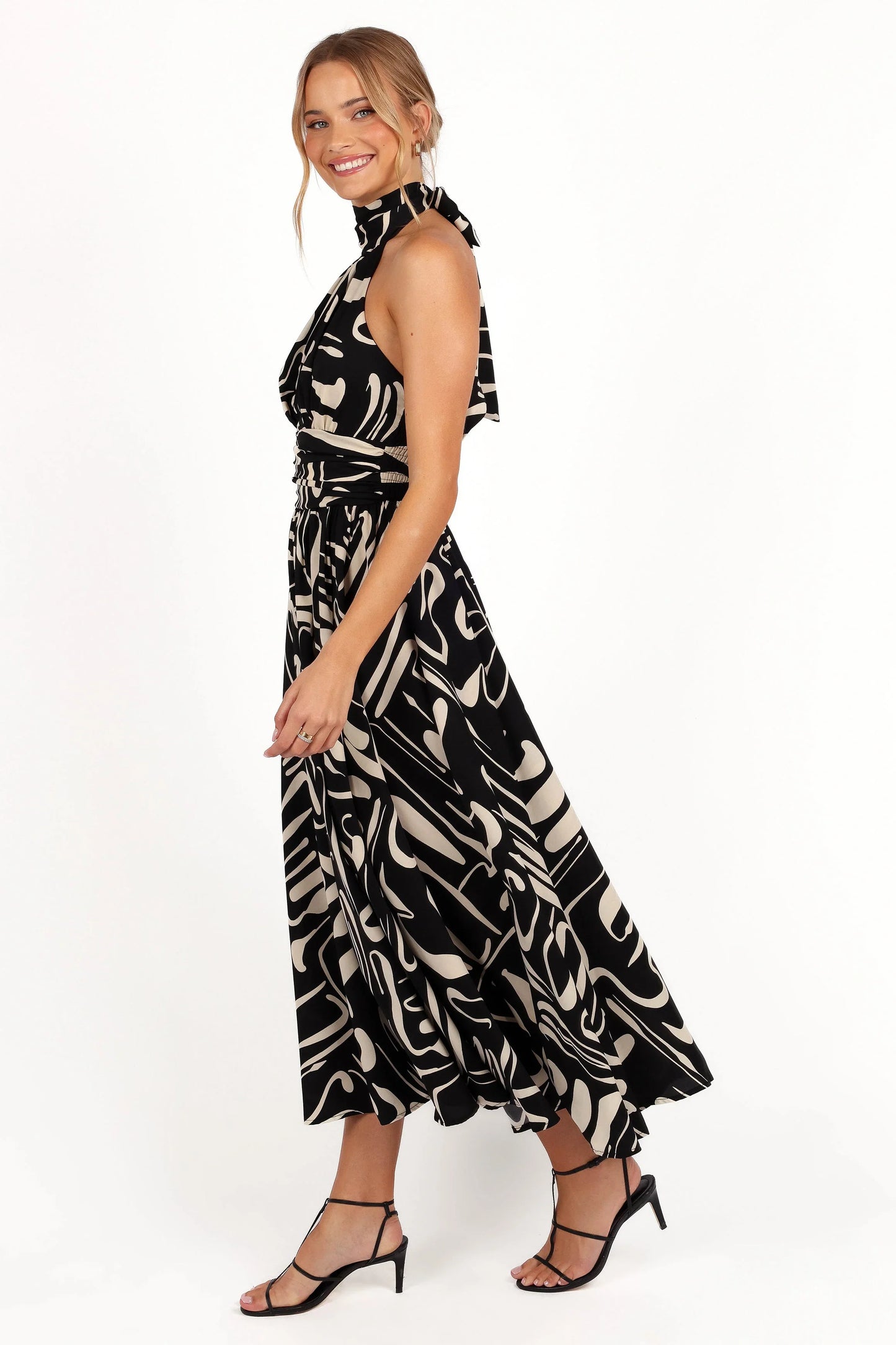 Jennifer Halterneck Maxi Dress Black White