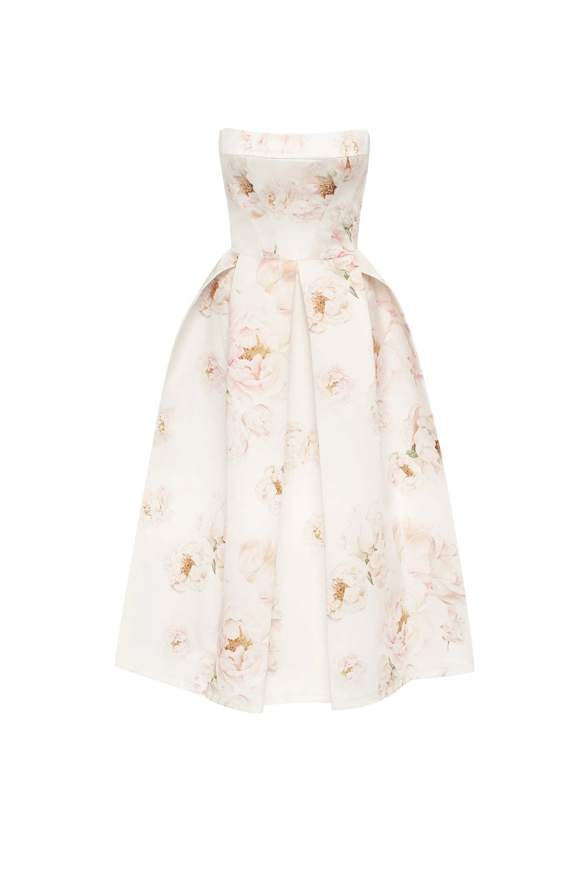 Pink peony corset midi dress Garden of Eden