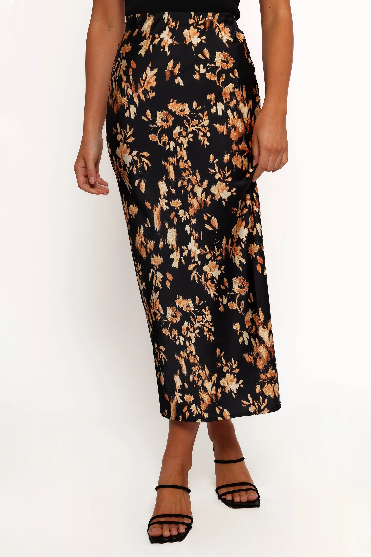 Kenna Satin Midi Skirt Midnight Glow