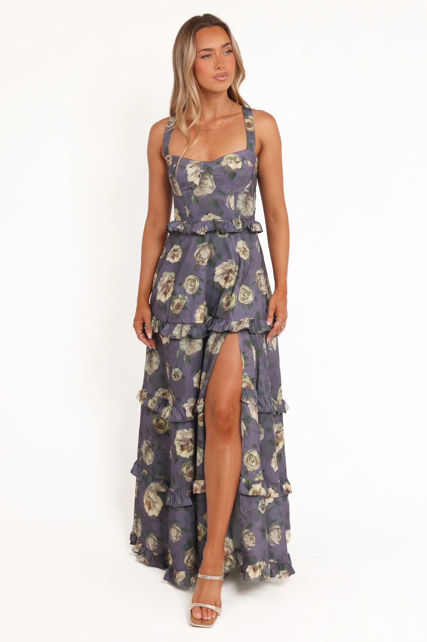 Lillee Tiered Maxi Dress Lavender Floral