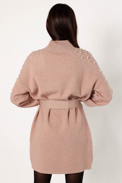 Maeve Long Sleeve Mini Dress Mocha