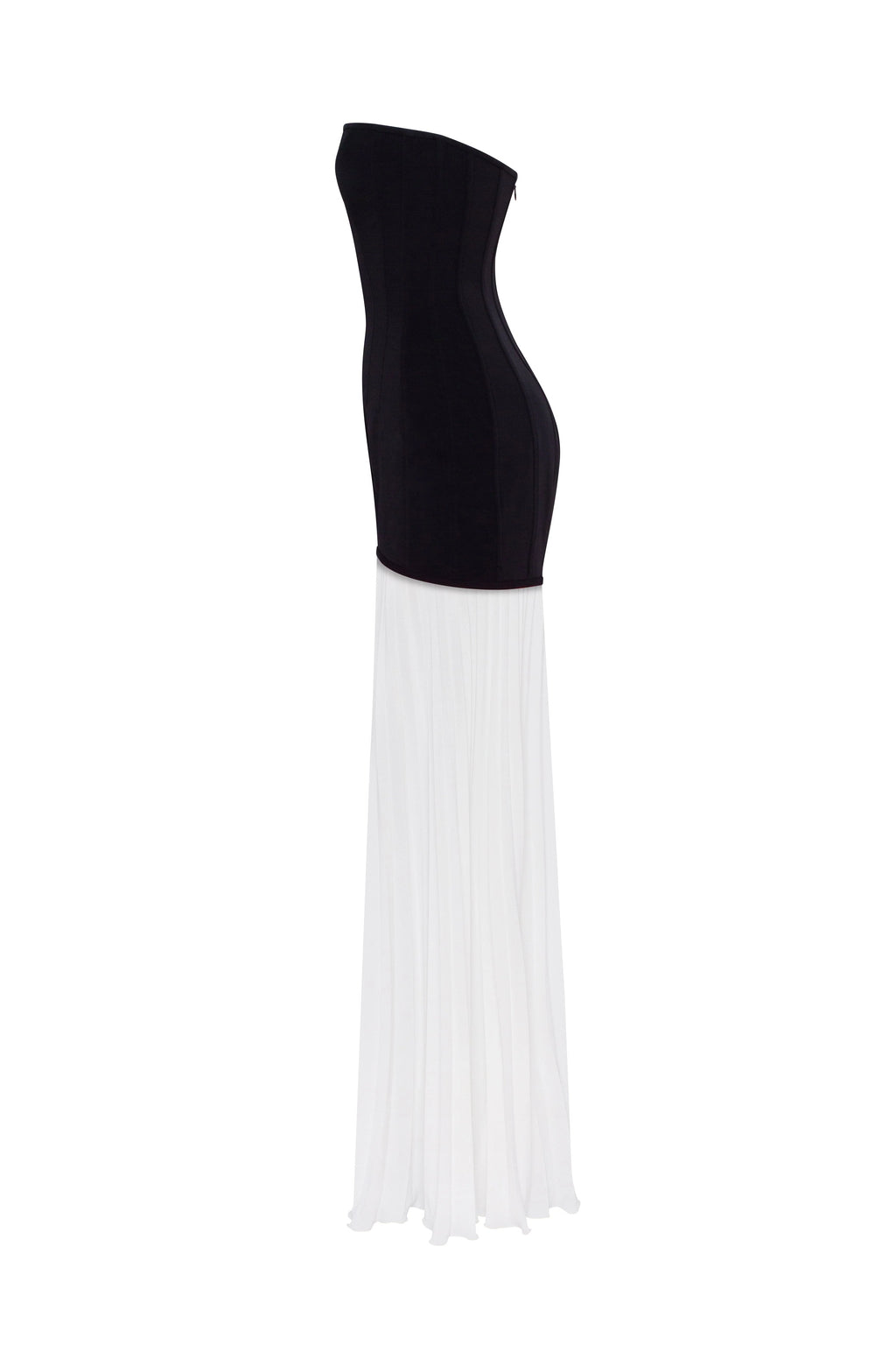 BlackWhite dress with a pleated skirt Parisienne