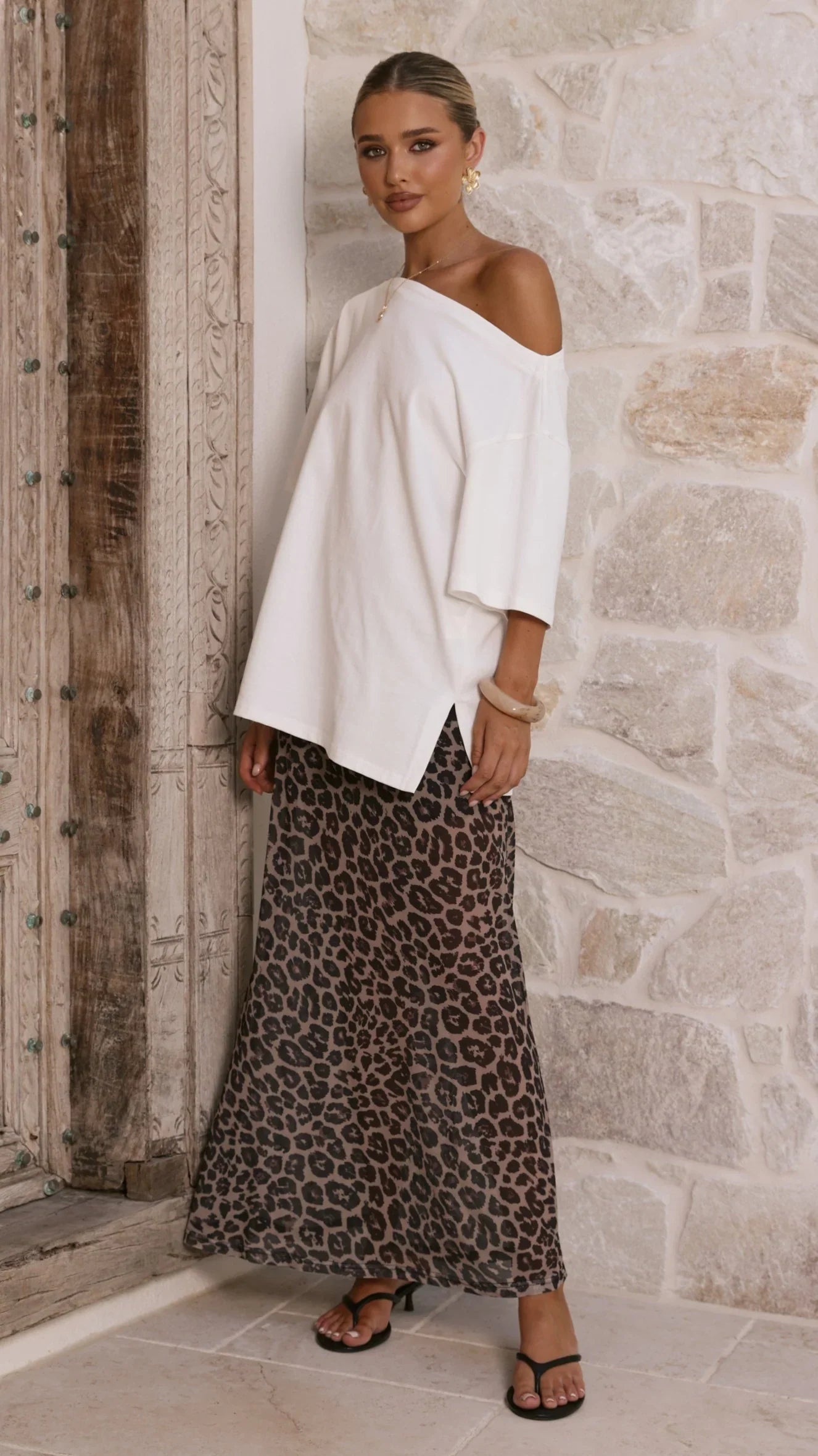 Onella Semi Sheer Maxi Skirt Leopard Print