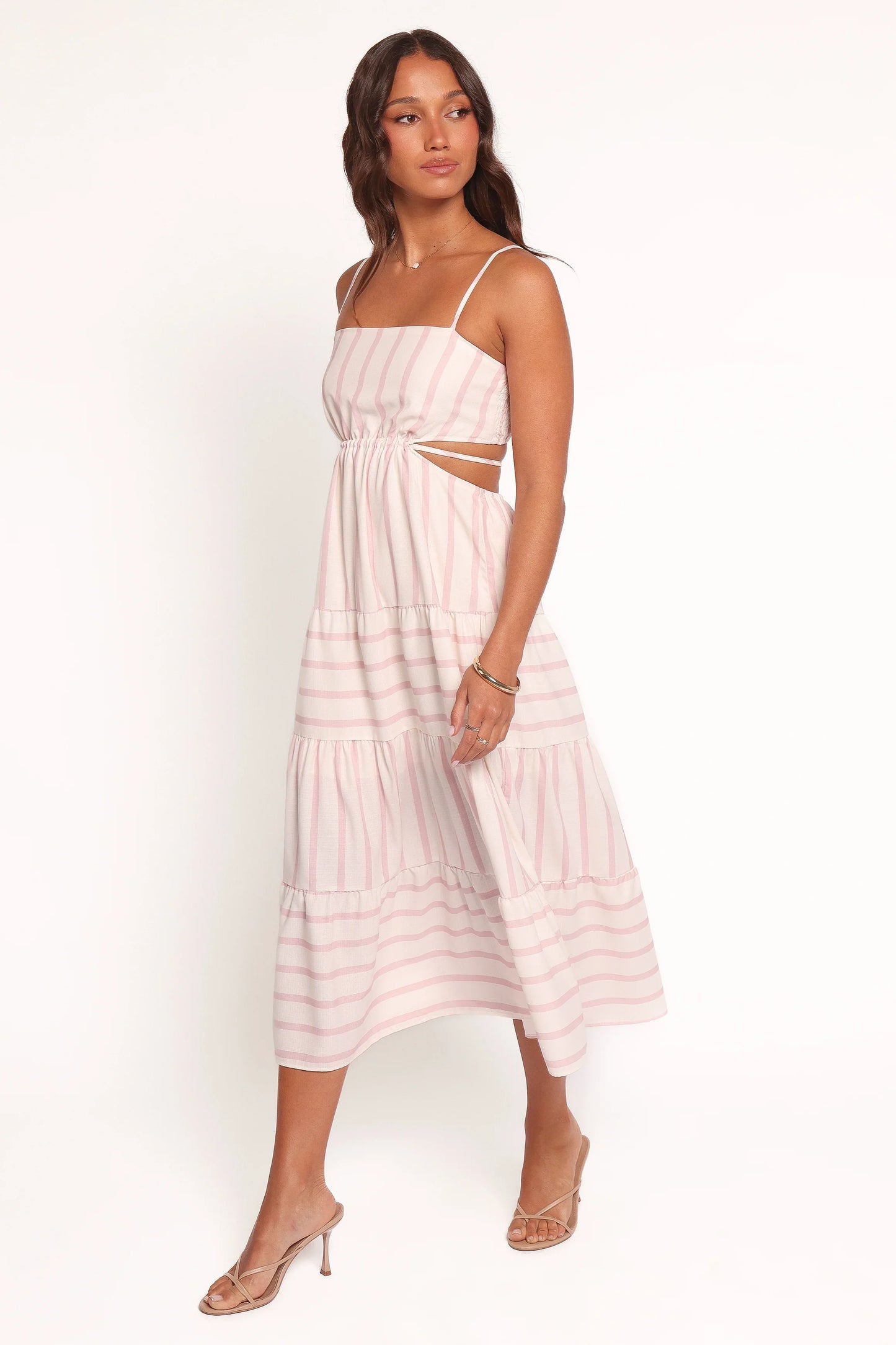 Evelin Midi Dress Pink Stripe