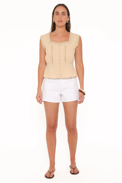 Luke Button Top Khaki