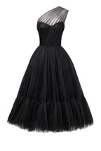 Black One Shoulder Cocktail Tulle Dress
