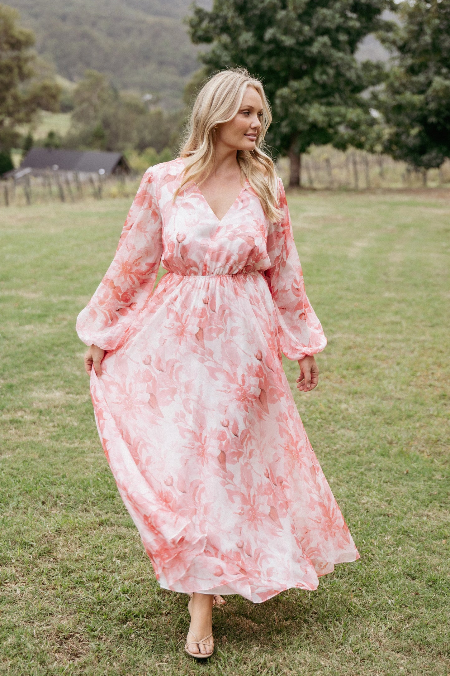 Anisa Maxi Dress Pink Floral