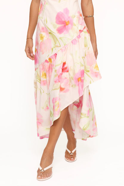 Zula Maxi Dress Pink Garden Floral