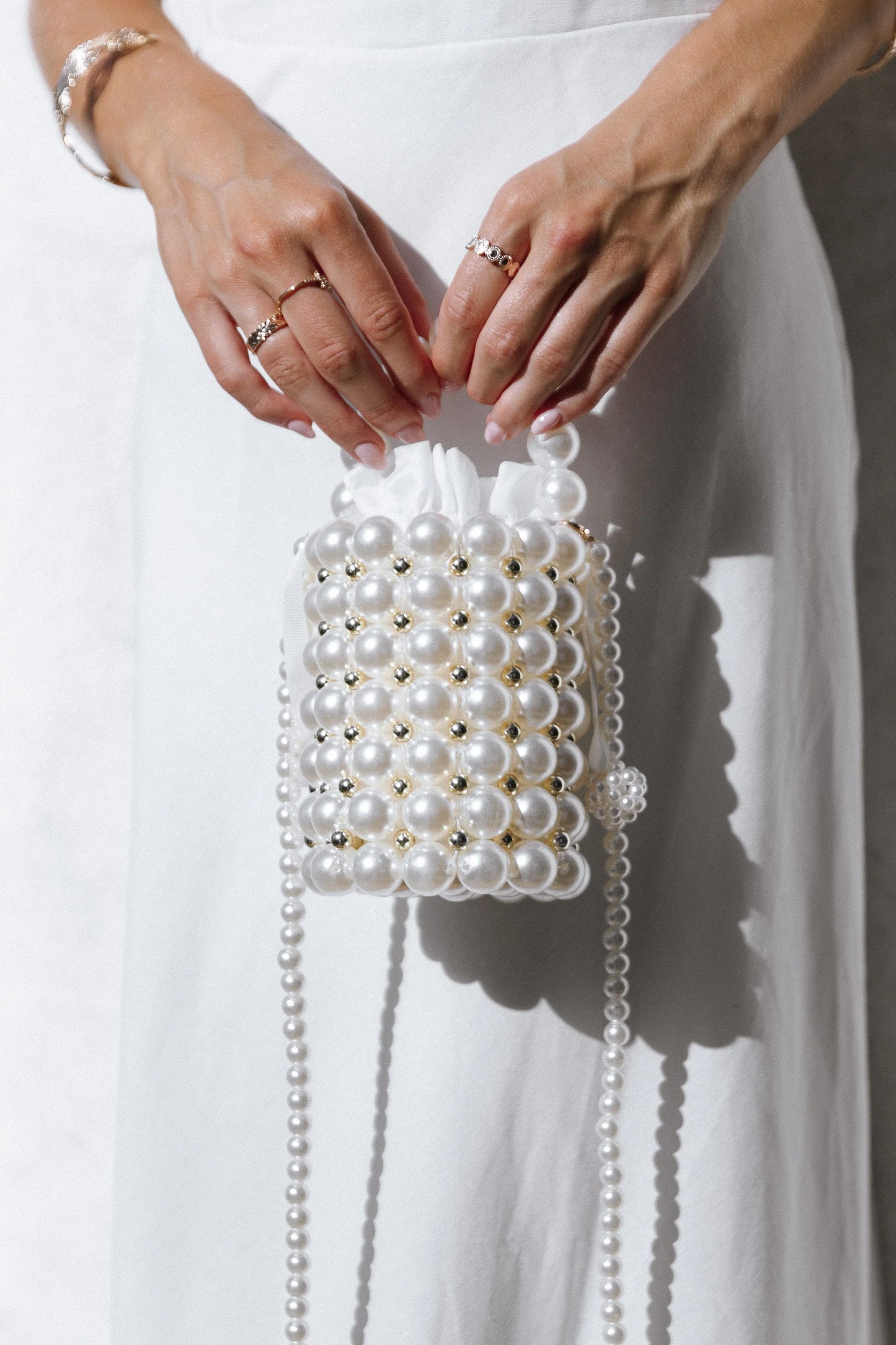 Eleanor Beaded Bag Pearl