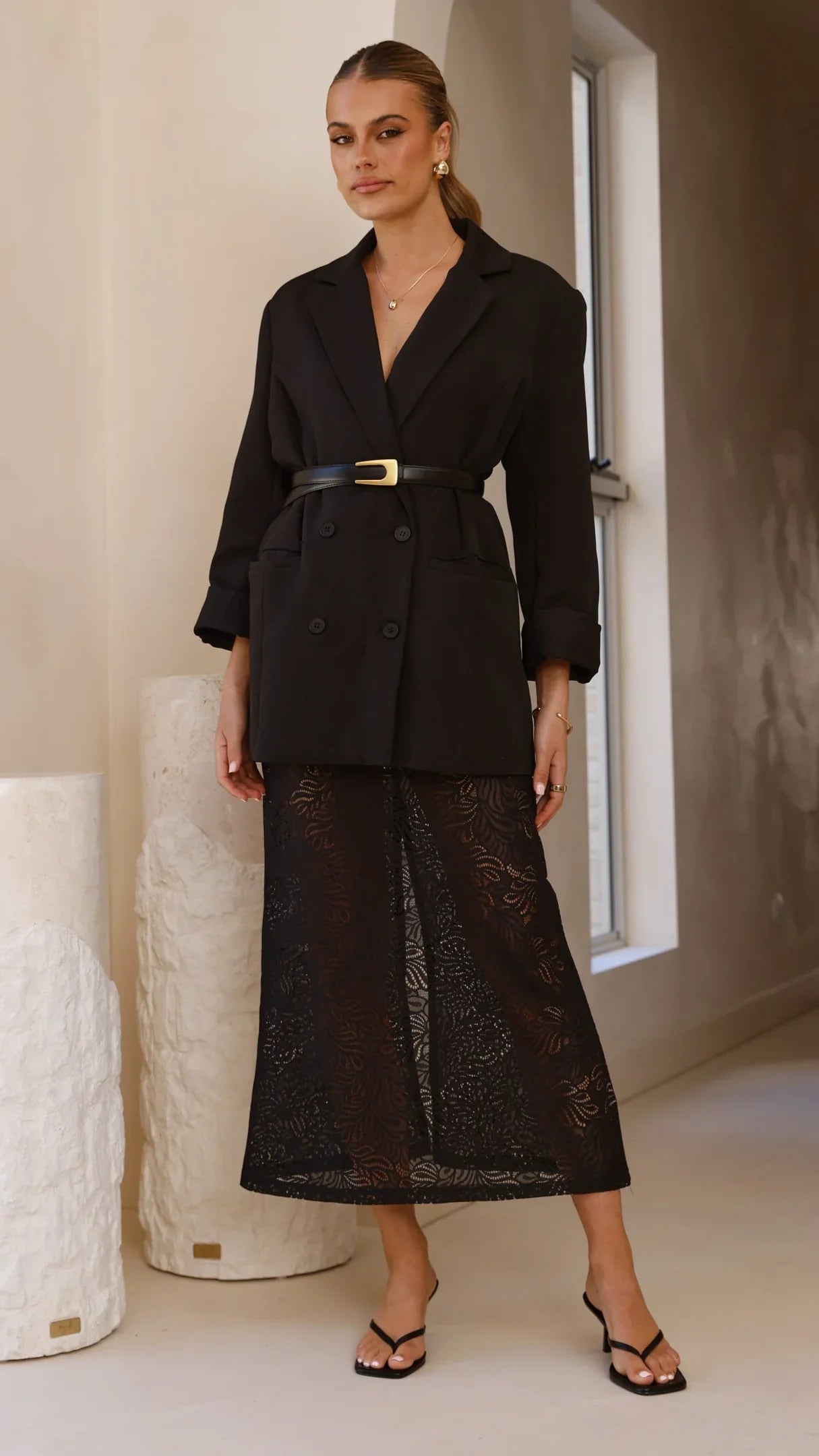 Louisa Lace Maxi Skirt Black