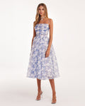 Blue Hydrangea spaghetti strap midi dress