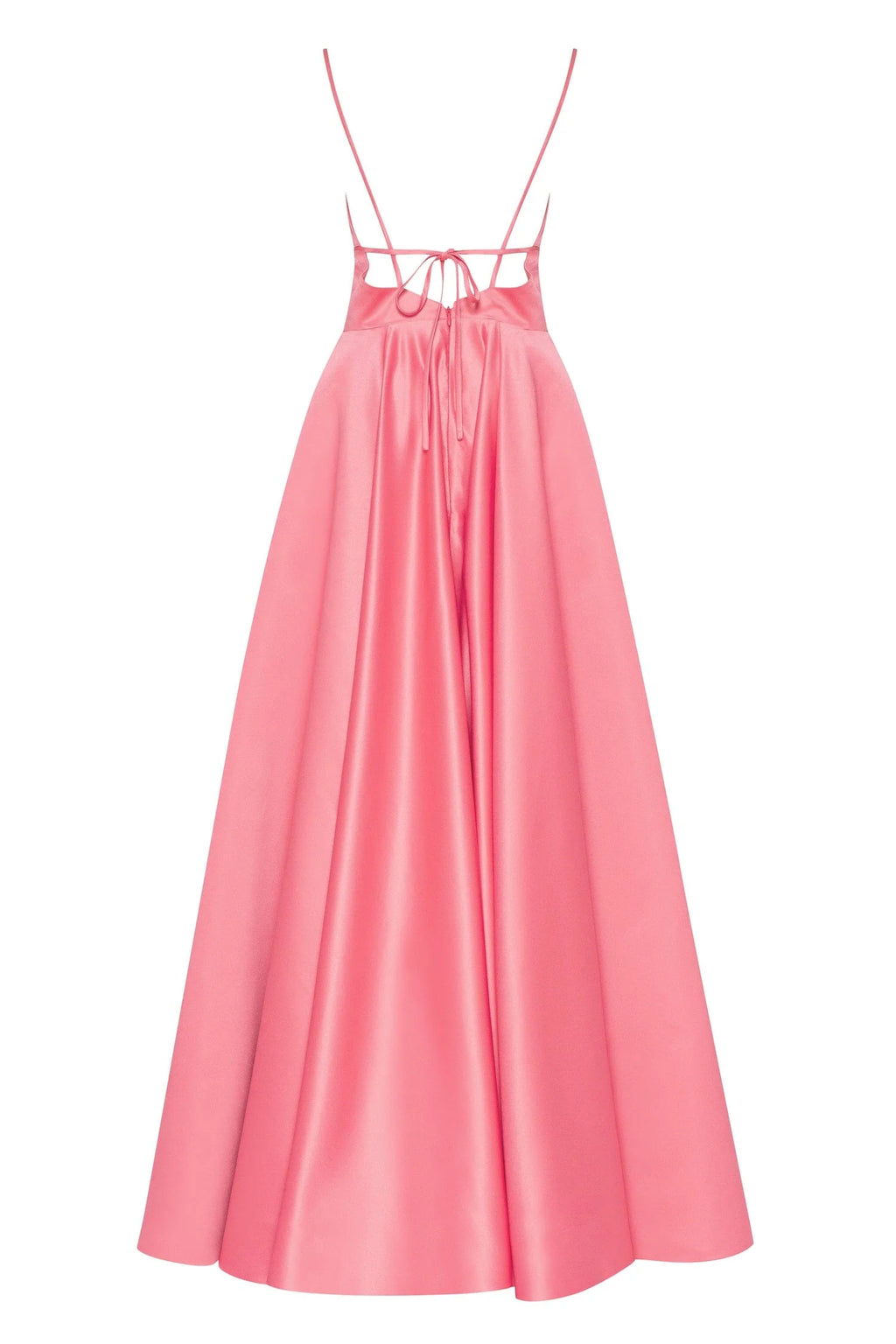 Coral Spaghetti strap ball dress with open back