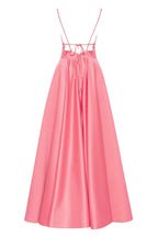 Coral Spaghetti strap ball dress with open back