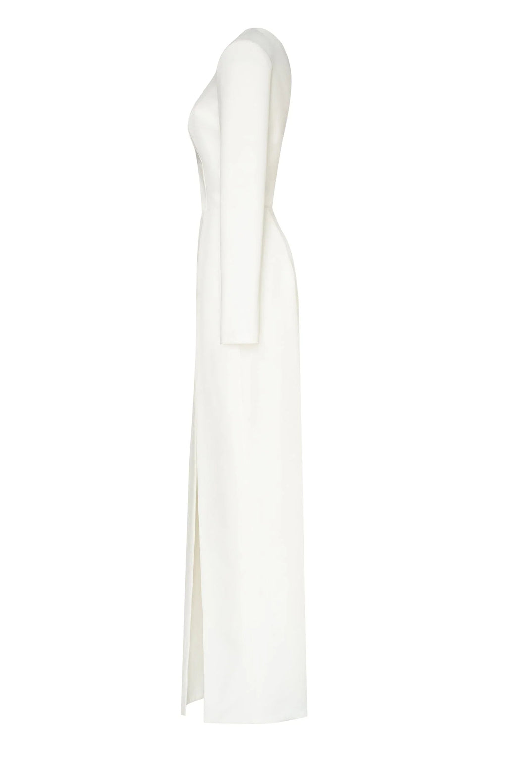 White Long sleeved dress with sharp shoulder cut