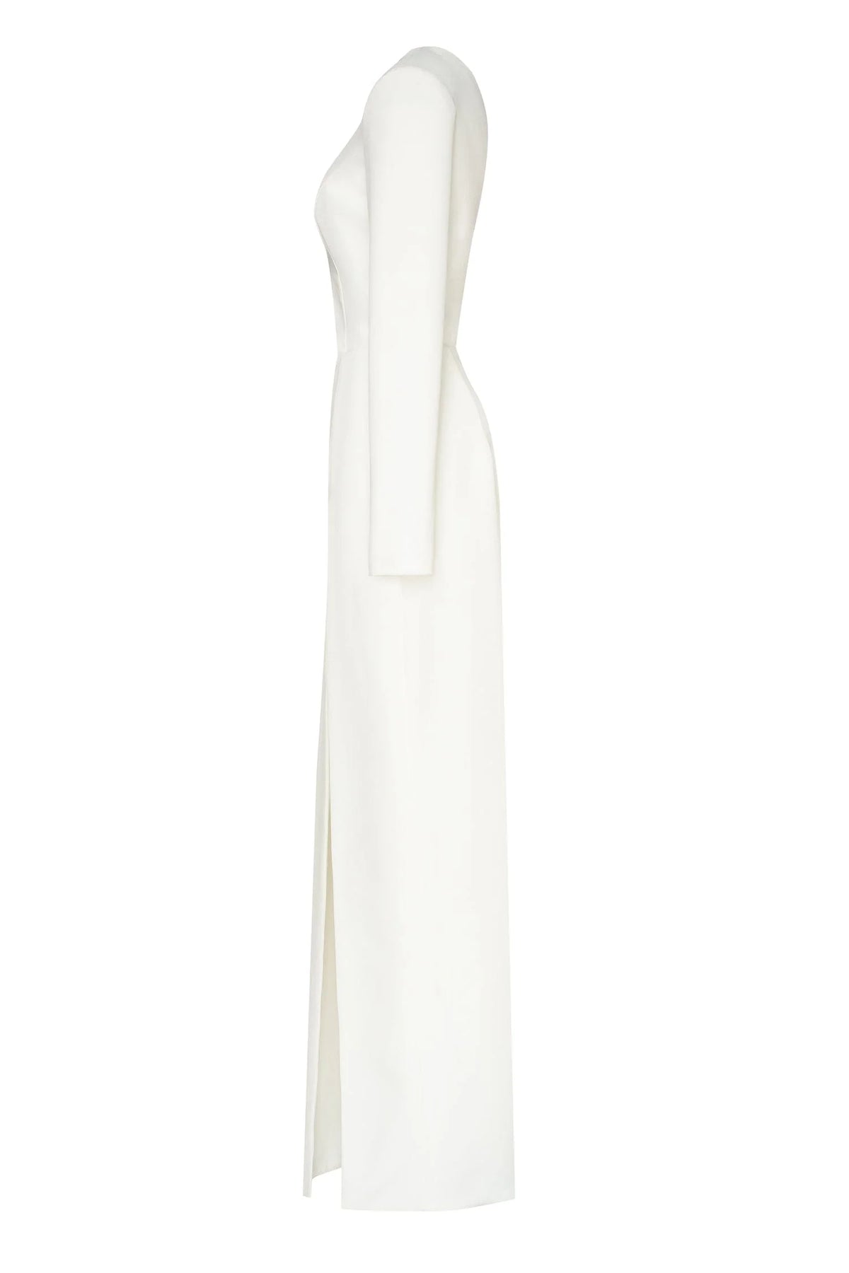 White Long sleeved dress with sharp shoulder cut