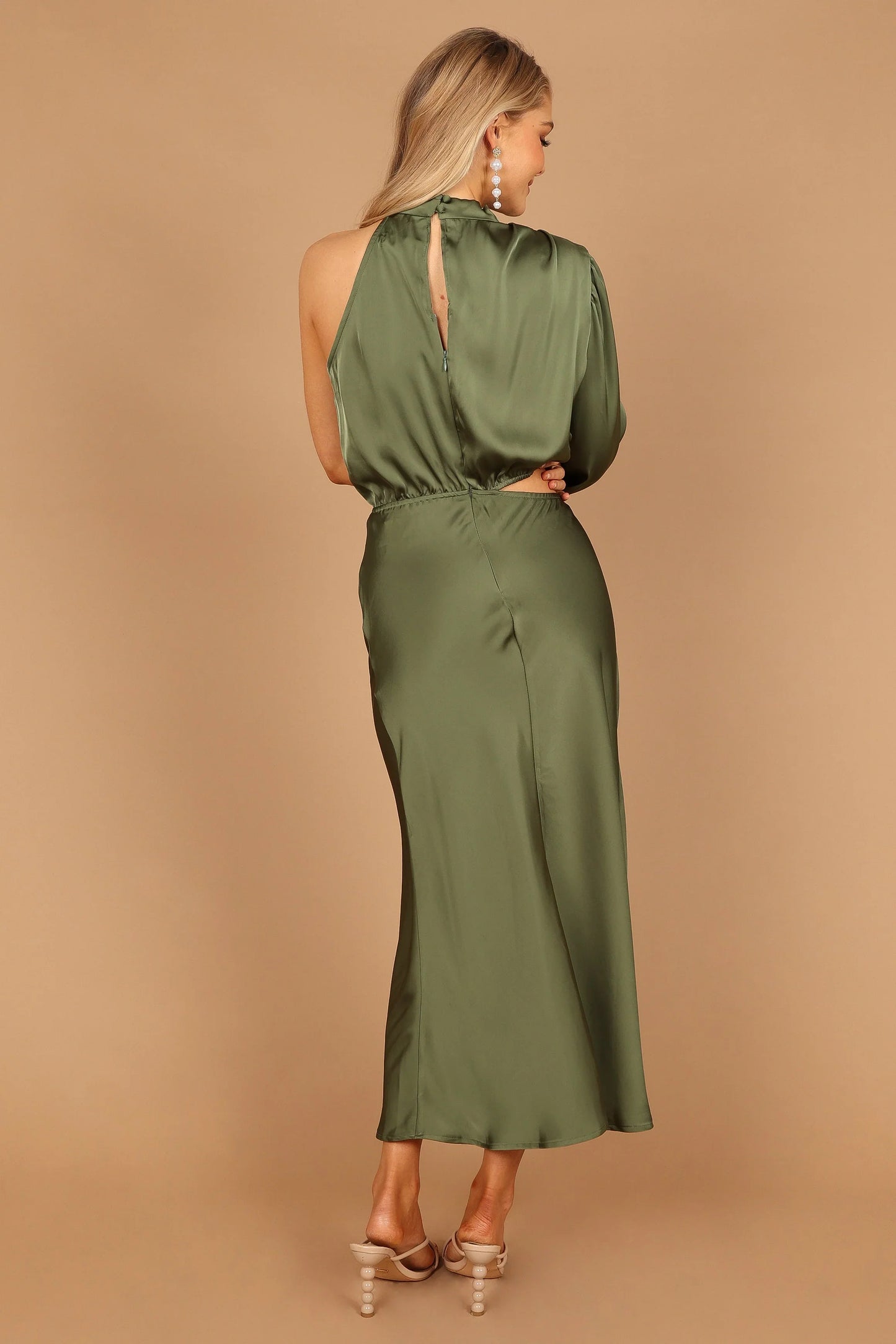 Amelie One Shoulder Midi Dress Olive