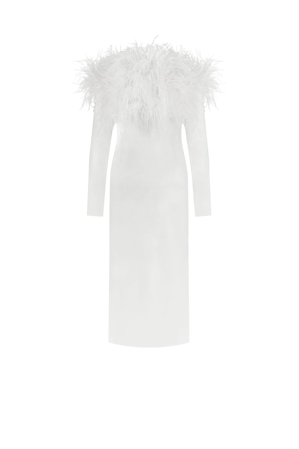 Voguish feather embellished midi dress