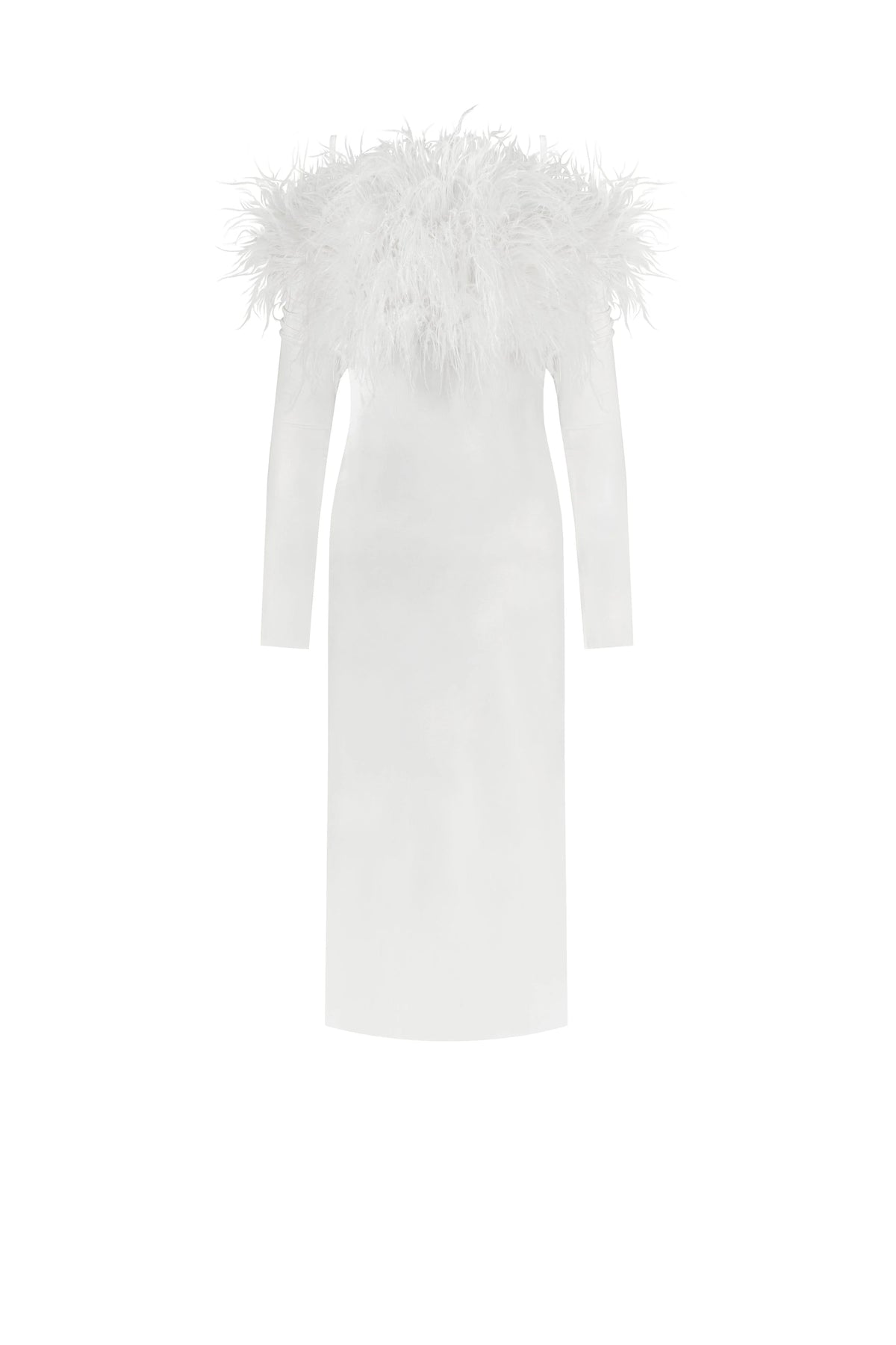 Voguish feather embellished midi dress