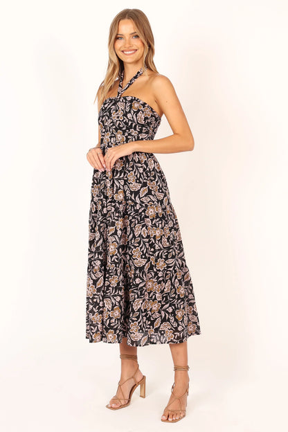 Shena Midi Dress Black Multi
