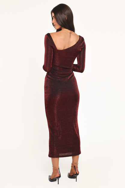 Charles Midi Dress Burgundy