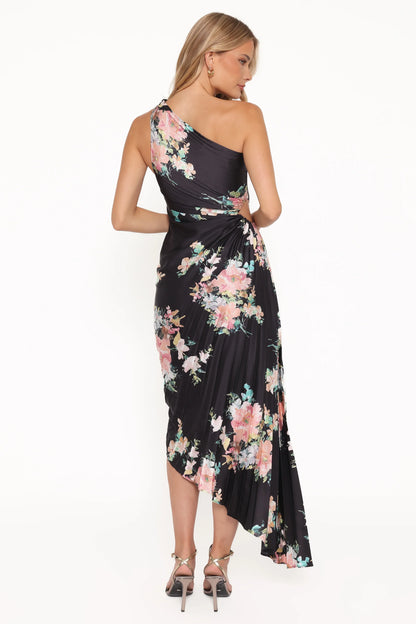 Kleo One Shoulder Maxi Dress Black Floral
