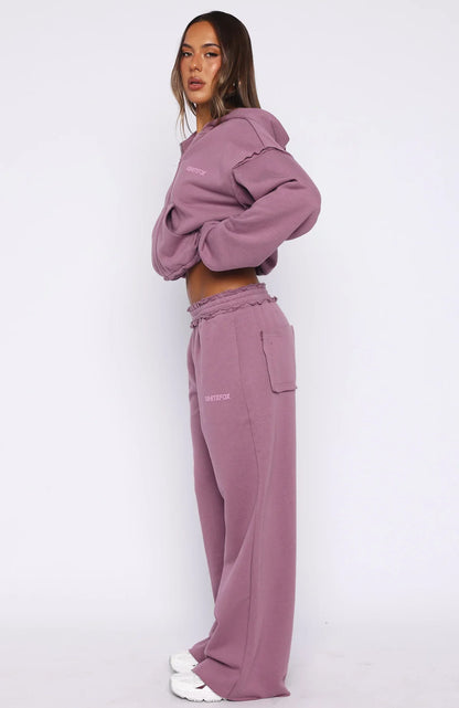 On My Own Terms Wide Leg Sweatpants Dusty Plum