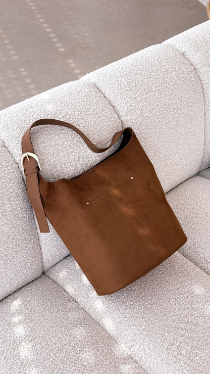 Cali Shoulder Bag Tan Suede