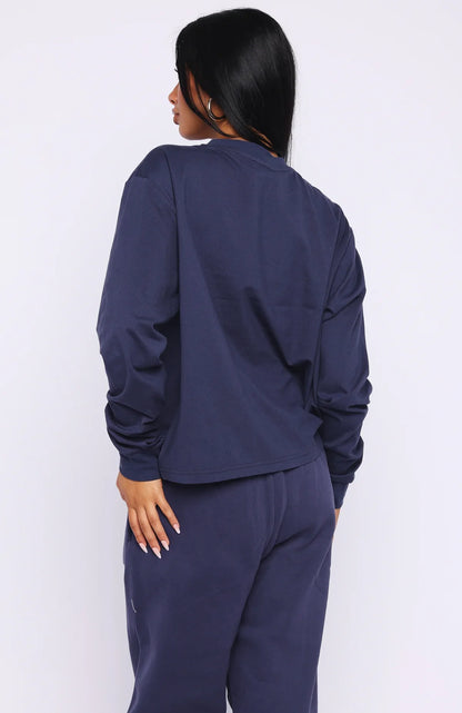 Cant Miss It Long Sleeve Tee Navy