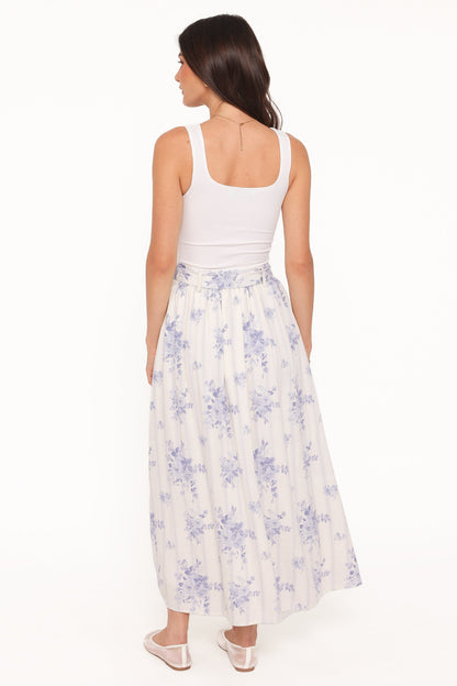 Xander Tie Waist Midi Skirt Lilac Floral