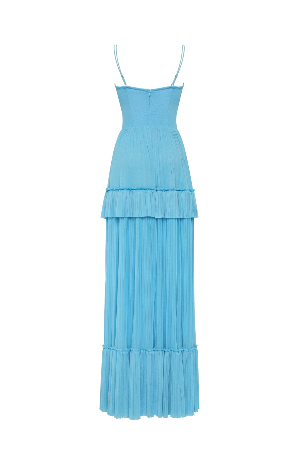 Sky blue spaghetti strap pleated maxi dress Garden of Eden