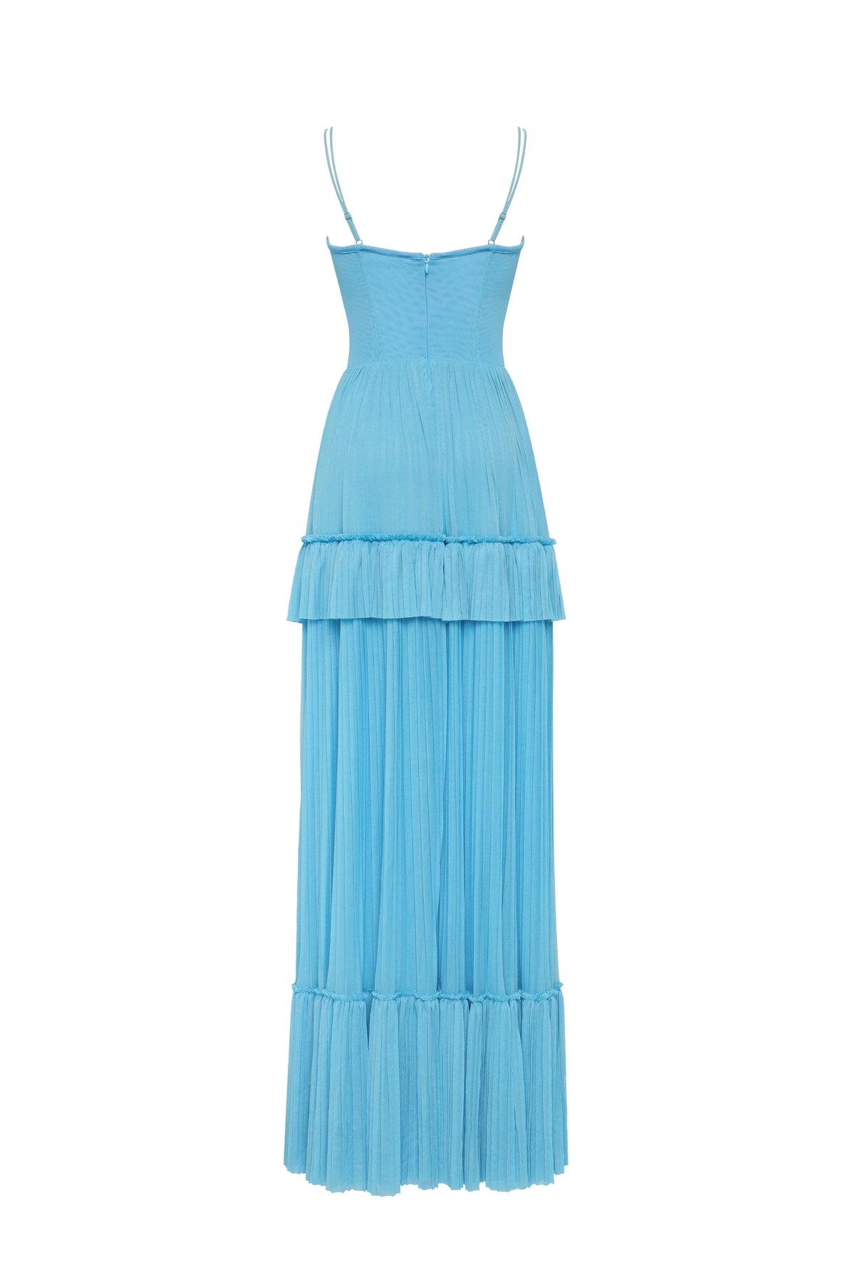Sky blue spaghetti strap pleated maxi dress Garden of Eden