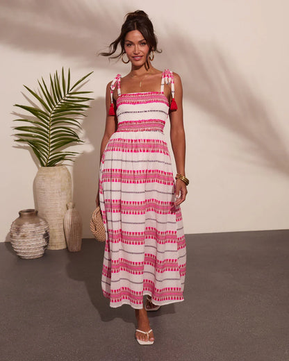 Sun Reverie Abstract Striped Maxi Dress