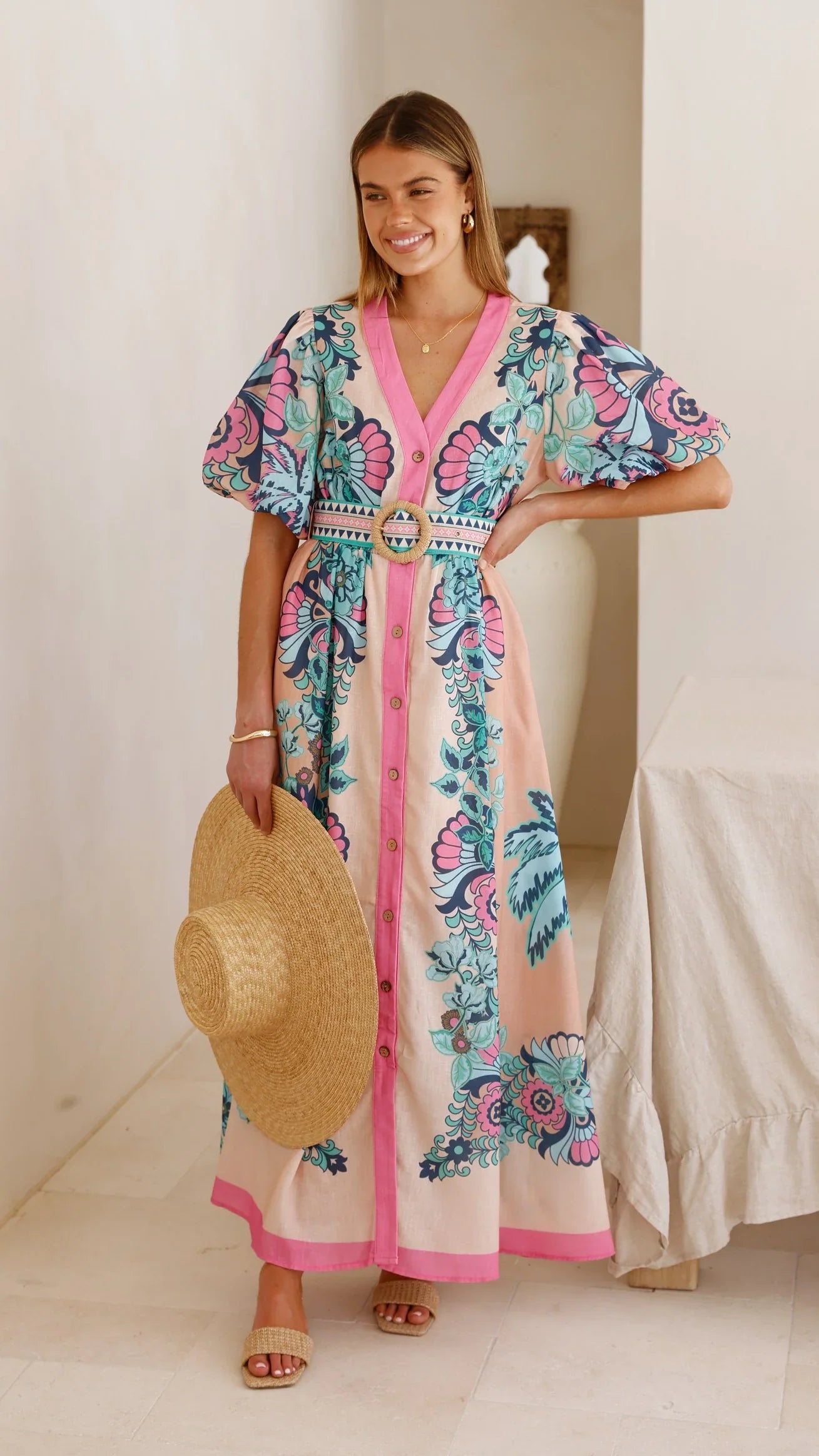 Dali Maxi Dress Island Bloom Pink