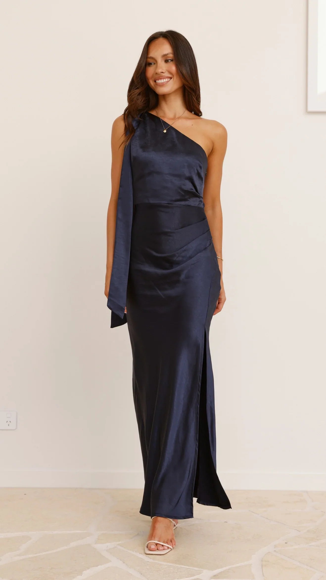 Halle One Shoulder Maxi Dress Navy