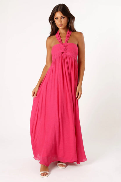 Everdeen Halterneck Maxi Dress Fuchsia