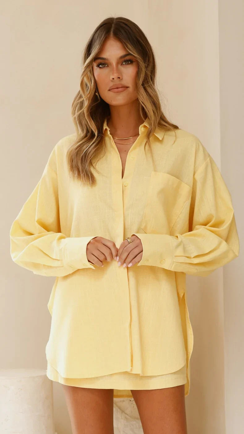 Charla Button Up Top Yellow