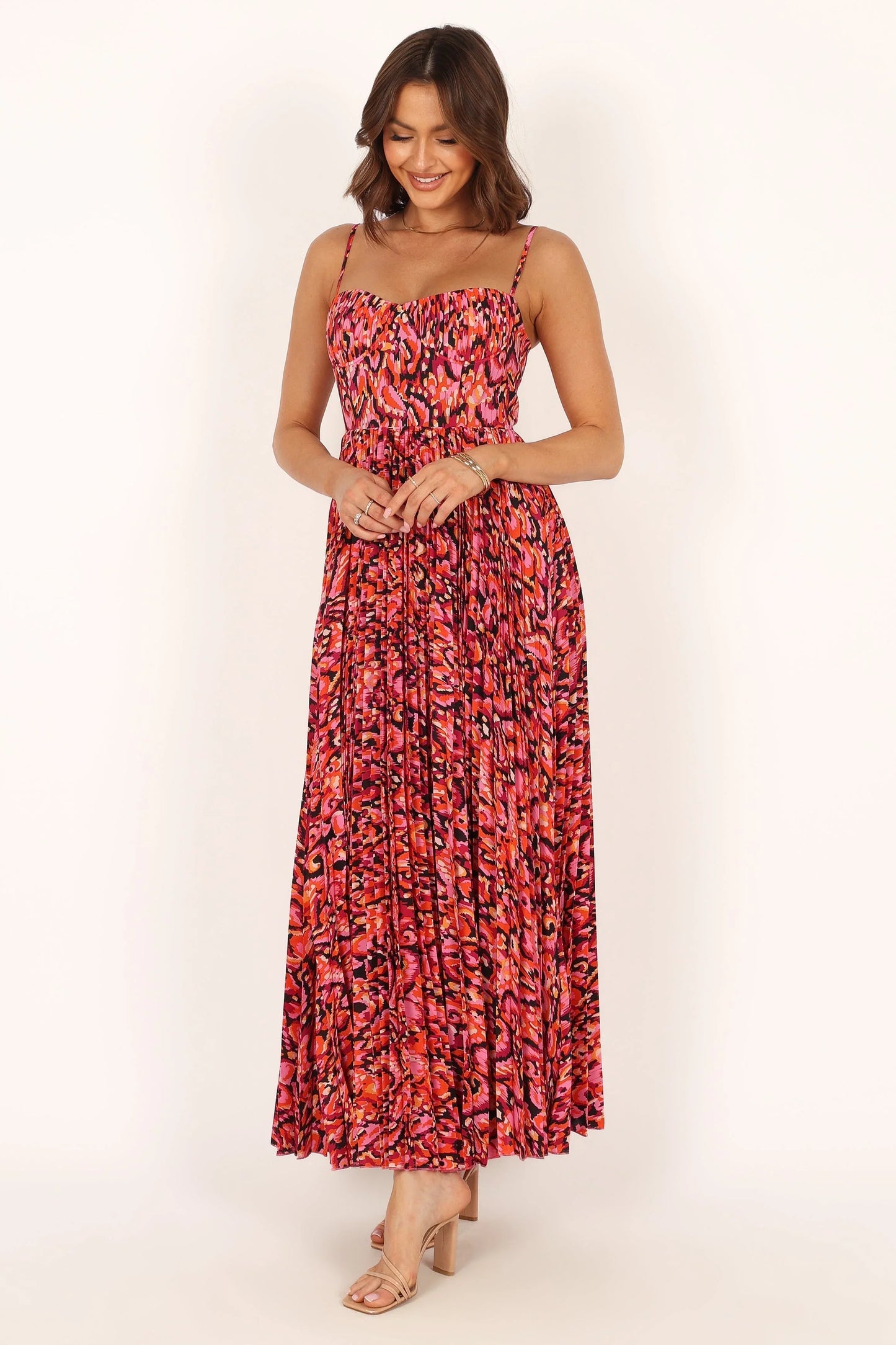 Achanti Pleated Maxi Dress Pink Multi