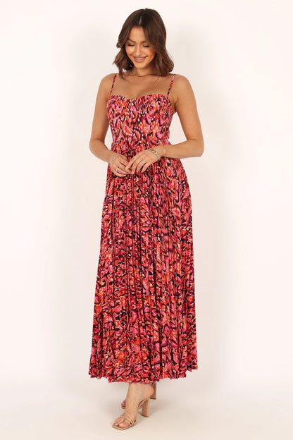Achanti Pleated Maxi Dress Pink Multi