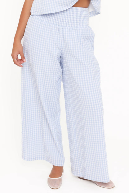 Jillian Smocked Pant Set Blue Gingham